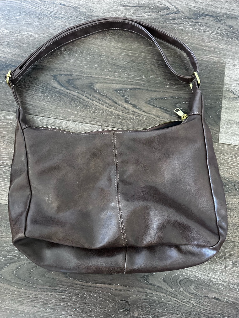 Classic Brown Leather Shoulder Bag - Women's Everyday Hobo